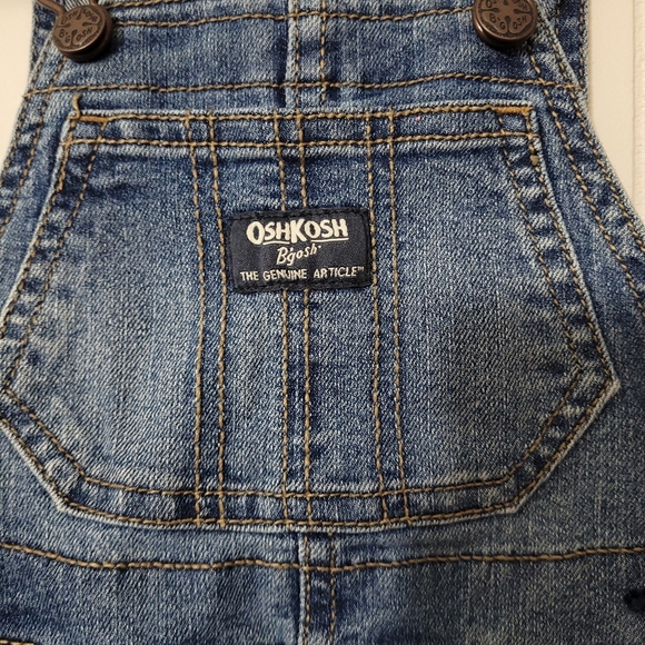 OshKosh B'gosh Denim Bib Dark Wash Overalls Size 12Months NWT - Picture 4 of 10